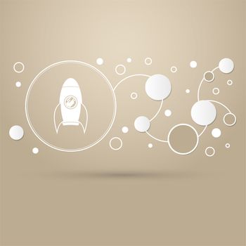 Rocket icon on a brown background with elegant style and modern design infographic. illustration