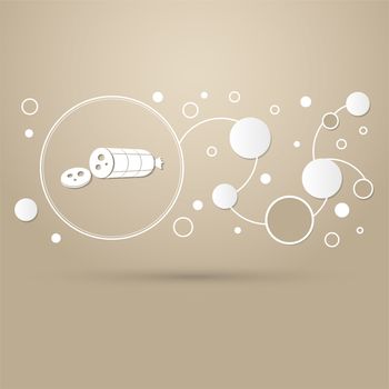 Smoked sausage sliced Icon on a brown background with elegant style and modern design infographic. illustration
