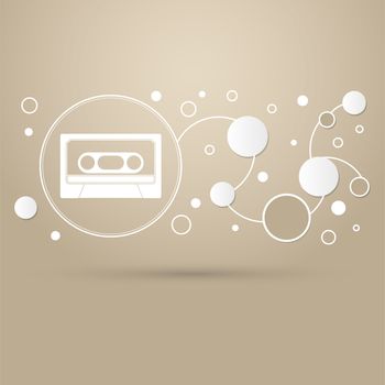 Cassette icon on a brown background with elegant style and modern design infographic. illustration