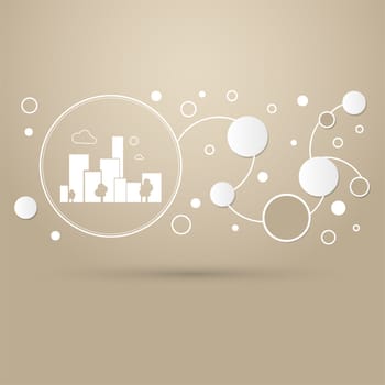 City Icon on a brown background with elegant style and modern design infographic. illustration