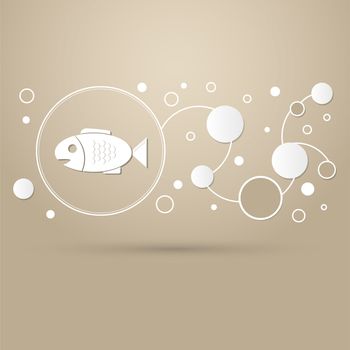 Fish icon on a brown background with elegant style and modern design infographic. illustration