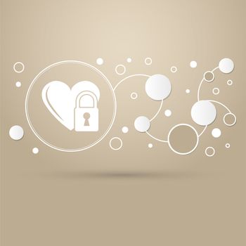 heart lock icon on a brown background with elegant style and modern design infographic. illustration