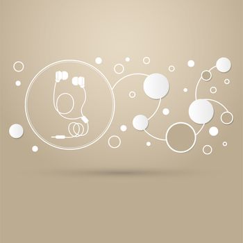 Headphones icons on a brown background with elegant style and modern design infographic. illustration