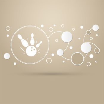bowling game round ball icon on a brown background with elegant style and modern design infographic. illustration