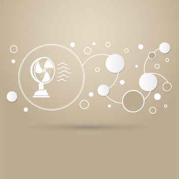 Fan icon on a brown background with elegant style and modern design infographic. illustration