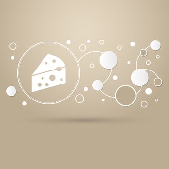 Cheese icon on a brown background with elegant style and modern design infographic. illustration