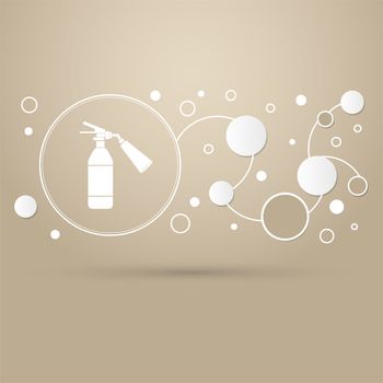 fire extinguisher Icon on a brown background with elegant style and modern design infographic. illustration