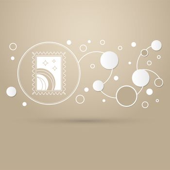 postage stamp icon on a brown background with elegant style and modern design infographic. illustration