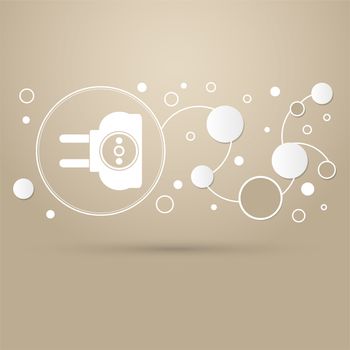 socket icon on a brown background with elegant style and modern design infographic. illustration