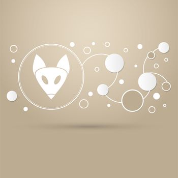 Fox icon on a brown background with elegant style and modern design infographic. illustration