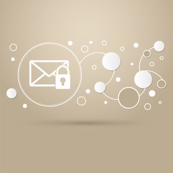 Secret mail icon on a brown background with elegant style and modern design infographic. illustration