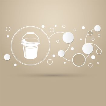 Bucket icon on a brown background with elegant style and modern design infographic. illustration