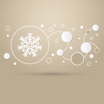 Snowflake icon on a brown background with elegant style and modern design infographic. illustration