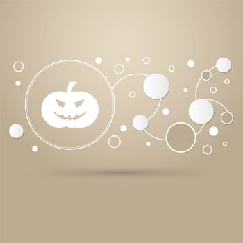halloween pumpkin icon on a brown background with elegant style and modern design infographic. illustration