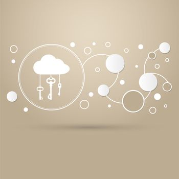 cloud computer storage with lock icon on a brown background with elegant style and modern design infographic. illustration