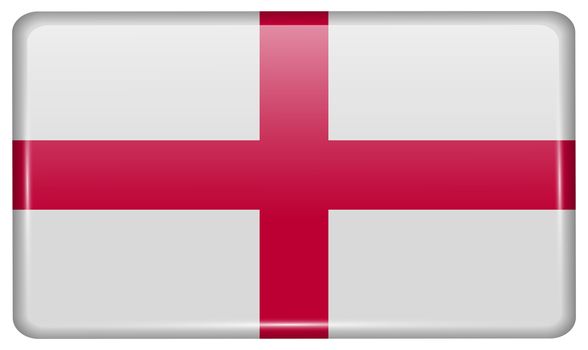 Flags of England in the form of a magnet on refrigerator with reflections light. illustration