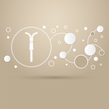 Zip icon on a brown background with elegant style and modern design infographic. illustration