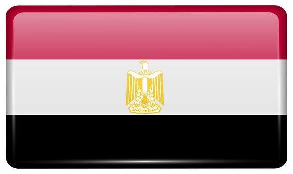 Flags of Egypt in the form of a magnet on refrigerator with reflections light. illustration