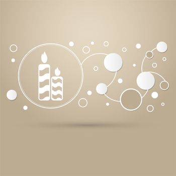 Candle icon on a brown background with elegant style and modern design infographic. illustration