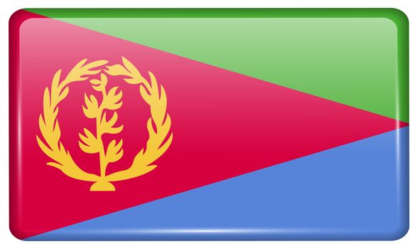 Flags of Eritrea in the form of a magnet on refrigerator with reflections light. illustration