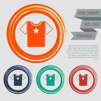 t-shirt icon on the red, blue, green, orange buttons for your website and design with space text. illustration