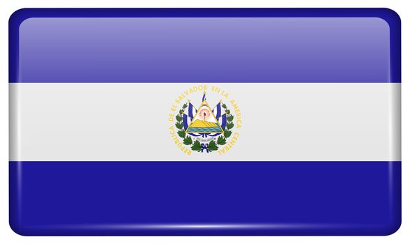 Flags of El Salvador in the form of a magnet on refrigerator with reflections light. illustration