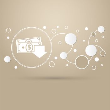 money cash icon on a brown background with elegant style and modern design infographic. illustration