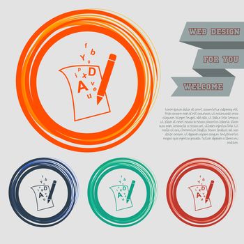 letter page text icon on the red, blue, green, orange buttons for your website and design with space text. illustration