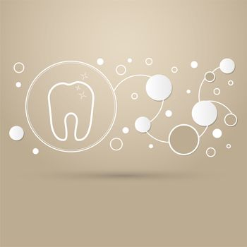 Tooth Icon on a brown background with elegant style and modern design infographic. illustration
