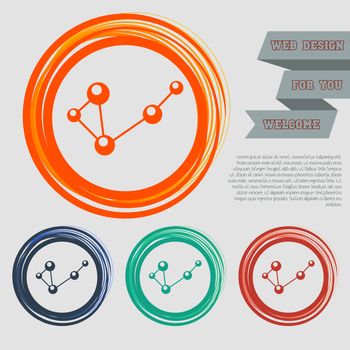 Molecule on the red, blue, green, orange buttons for your website and design with space text. illustration