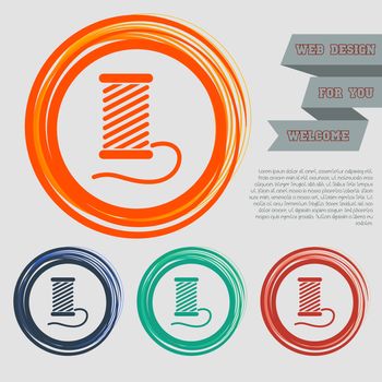 Thread Icon on the red, blue, green, orange buttons for your website and design with space text. illustration