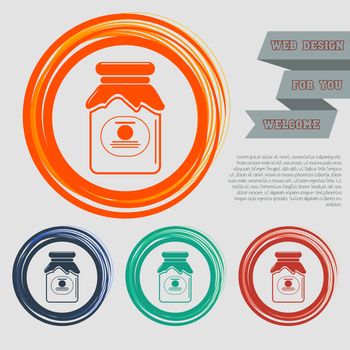 Jam Icon on the red, blue, green, orange buttons for your website and design with space text. illustration
