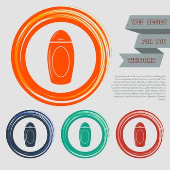 shampoo icon on the red, blue, green, orange buttons for your website and design with space text. illustration