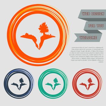 Earth crack, split in earth icon on the red, blue, green, orange buttons for your website and design with space text. illustration