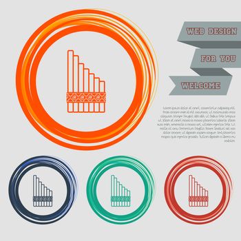 xylophone icon on the red, blue, green, orange buttons for your website and design with space text. illustration