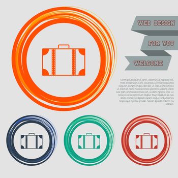 luggage icon on the red, blue, green, orange buttons for your website and design with space text. illustration