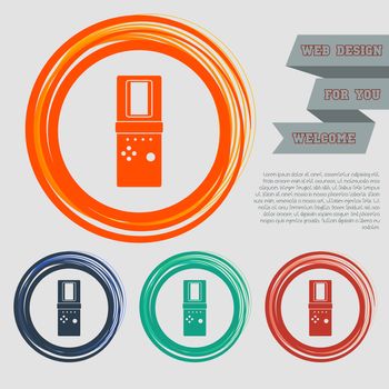 Tetris icon on the red, blue, green, orange buttons for your website and design with space text. illustration