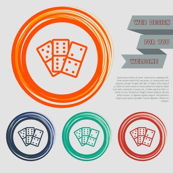 domino icon on the red, blue, green, orange buttons for your website and design with space text. illustration