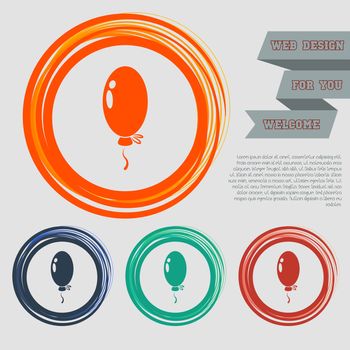 balloon Icon on the red, blue, green, orange buttons for your website and design with space text. illustration