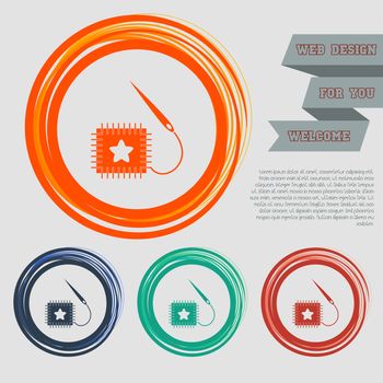 patch icon on the red, blue, green, orange buttons for your website and design with space text. illustration