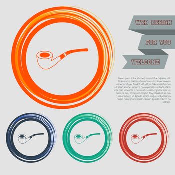 tobacco pipe icon on the red, blue, green, orange buttons for your website and design with space text. illustration
