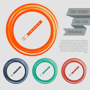 Trumpet icon on the red, blue, green, orange buttons for your website and design with space text. illustration