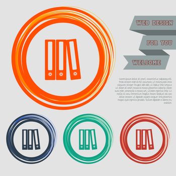 Folder icon on the red, blue, green, orange buttons for your website and design with space text. illustration