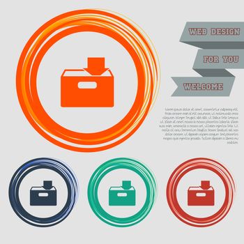 download to hdd icon on the red, blue, green, orange buttons for your website and design with space text. illustration