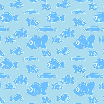 Pattern with fish in cartoon style. illustration