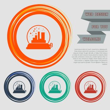 factory icon on the red, blue, green, orange buttons for your website and design with space text. illustration
