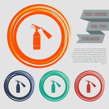 fire extinguisher Icon on the red, blue, green, orange buttons for your website and design with space text. illustration