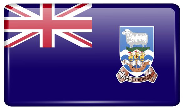 Flags of Falkland Islands in the form of a magnet on refrigerator with reflections light. illustration