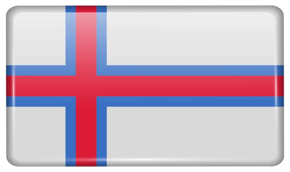 Flags of Faroe Islands in the form of a magnet on refrigerator with reflections light. illustration