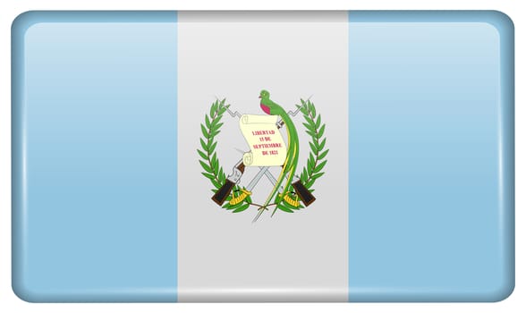 Flags of Guatemala in the form of a magnet on refrigerator with reflections light. illustration